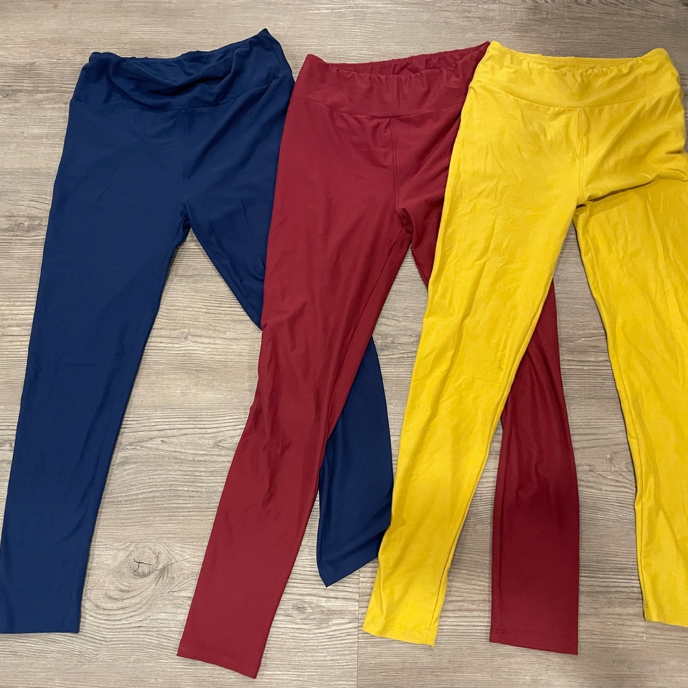 Women’s Colorful Leggings Set - Blue, Red, Yellow